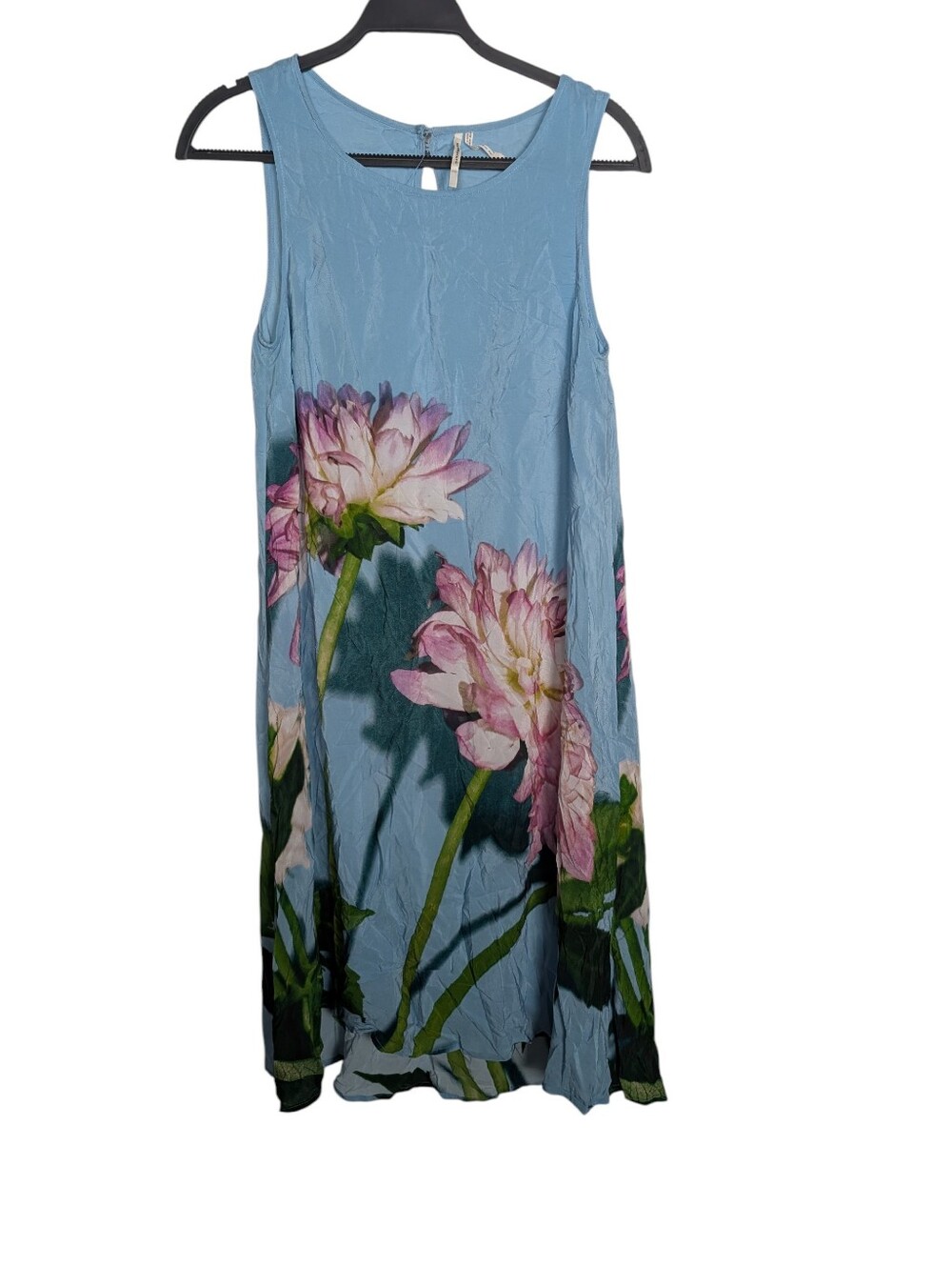 Anthropologie Photorealistic Silk Sleeveless Peonies Floral Shift Dress Size 6 - Picture 2 of 9